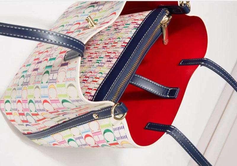 100% genuine leather big tote bag for women fashion ch print