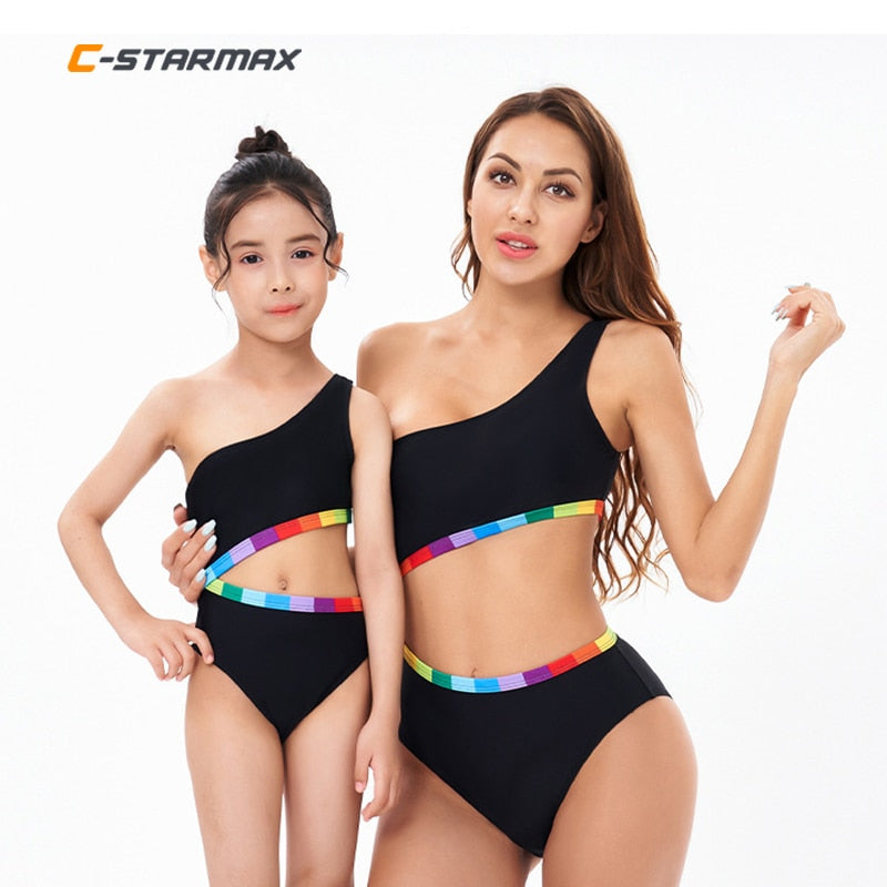 mom and daughter swimwear children's tankini