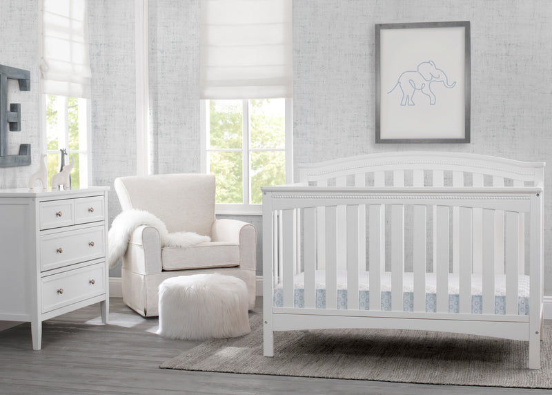 delta children waverly 6-in-1 convertible crib, bianca white