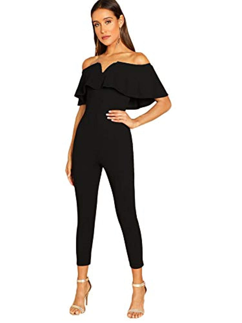 verdusa women's elegant off shoulder ruffle high waist long jumpsuit