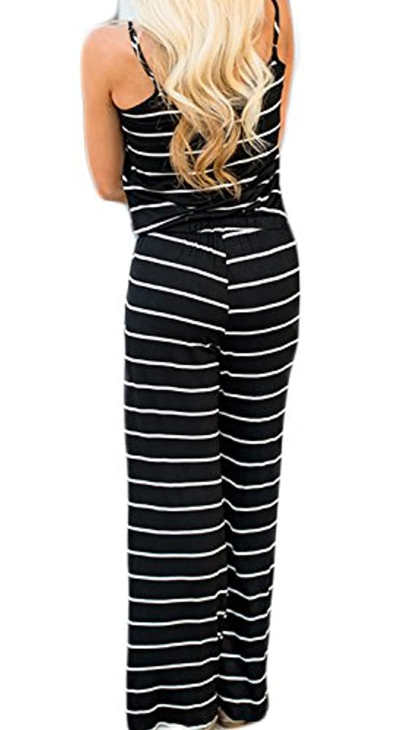 artfish women casual sleeveless spaghetti strap striped lounge jumpsuit