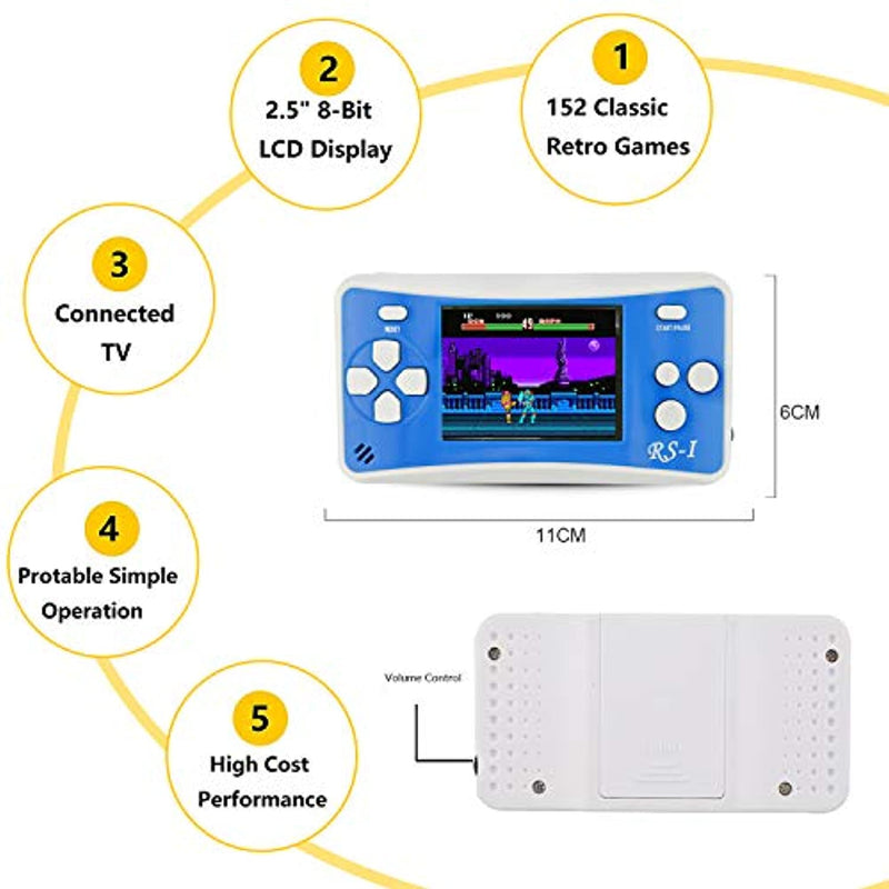 handheld game console with hd 2.5 inches screen, built-in 152 games