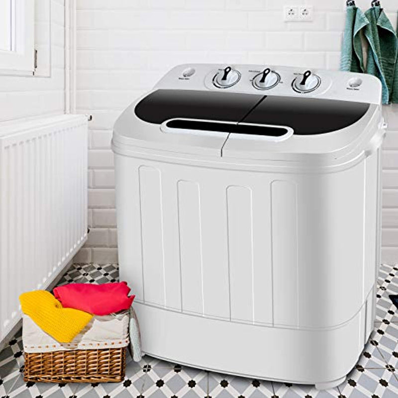 portable compact mini twin tub washing machine w/wash and spin cycle