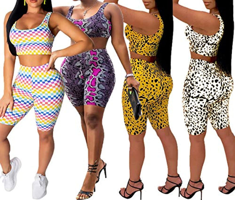 women's sexy bodycon 2 piece outfits crop top shorts pants jumpsuit romper set