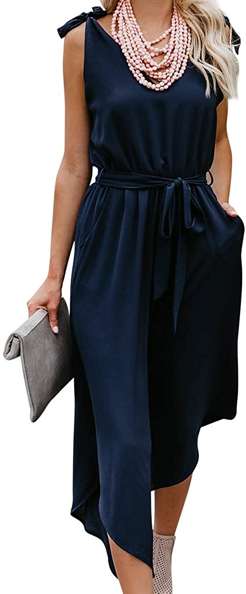 belongsci women sleeveless shoulder bandage waistband sexy v-neck