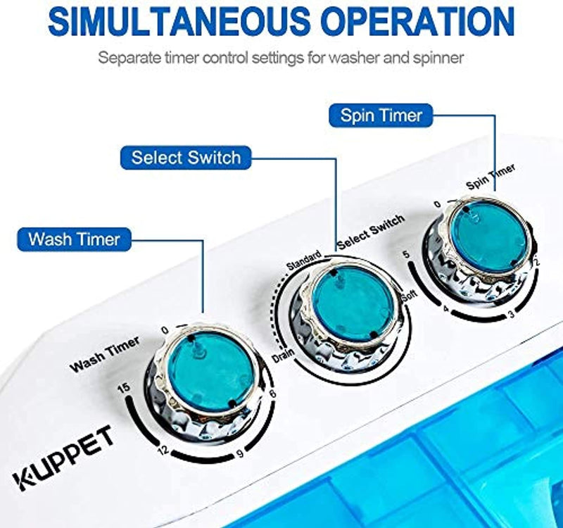 portable washing machine, spin dryer-compact twin tub durable design 10lbs