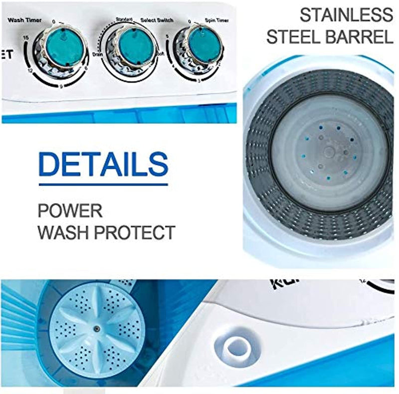 portable washing machine, spin dryer-compact twin tub durable design 10lbs