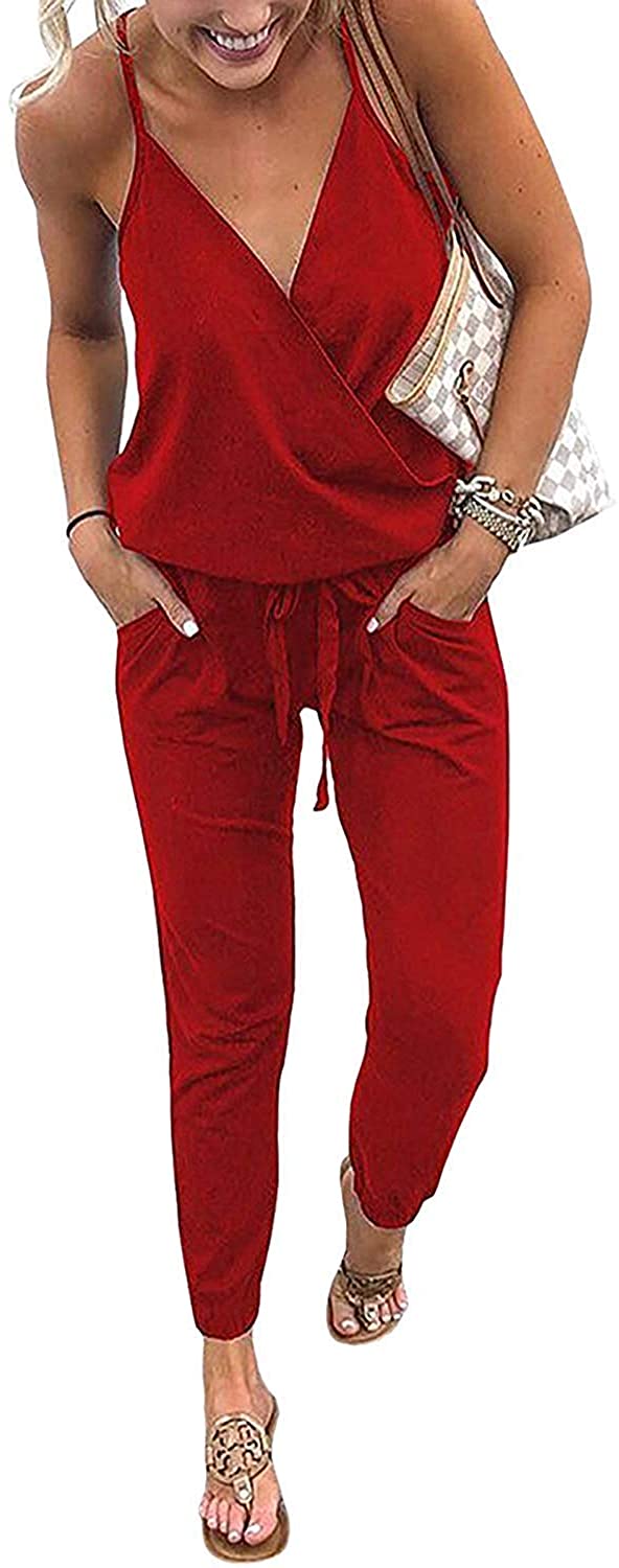 women's jumpsuits rompers v neck spaghetti strap jumpsuits