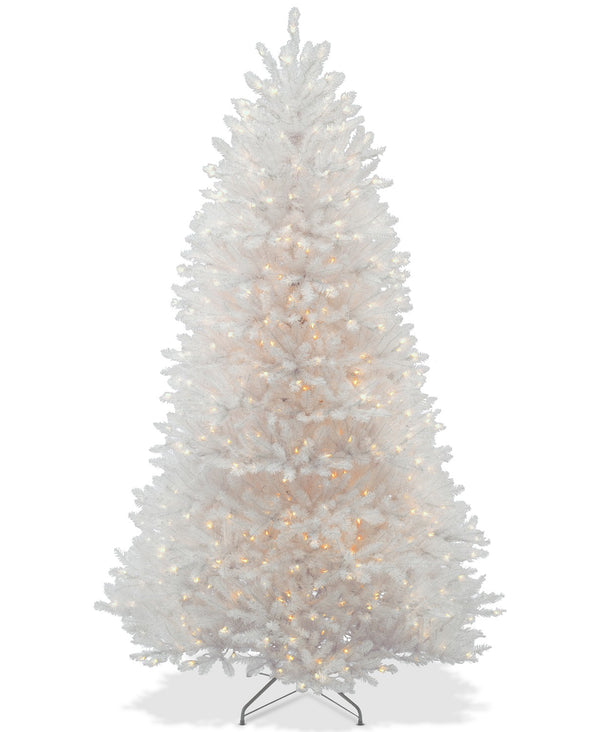 7.5' & 9 ft. dunhill® white fir hinged tree with 750 clear lights