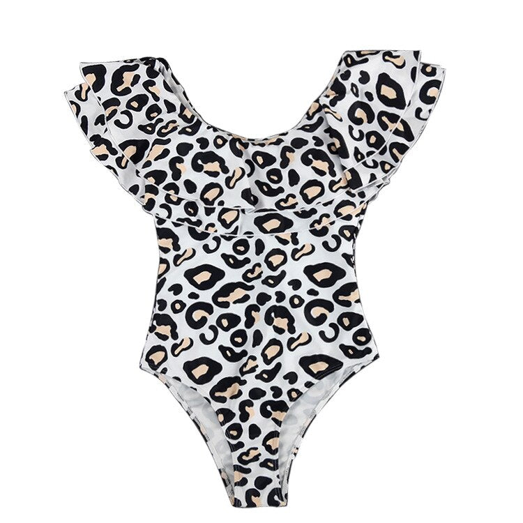 family matching bathing suit sexy ruffle leopard swimwear