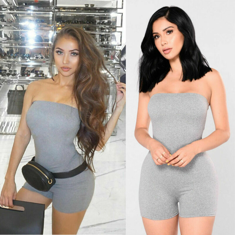 new women tube top jumpsuit short romper playsuit leotard sleeveless