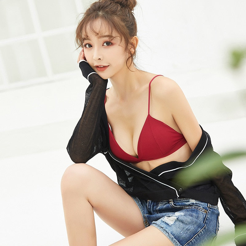 gumprun seamless soft bras for women thin strap wireless push up bra