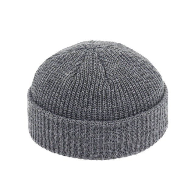 unisex beanies casual short thread hip hop hat adult dark grey / free