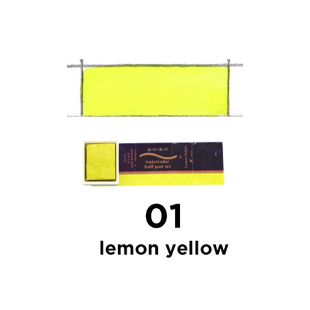 seamiart 24colors single peice solid watercolor pan pigment half pan watercolor paint for artist drawing art supplies lemon yellow-01