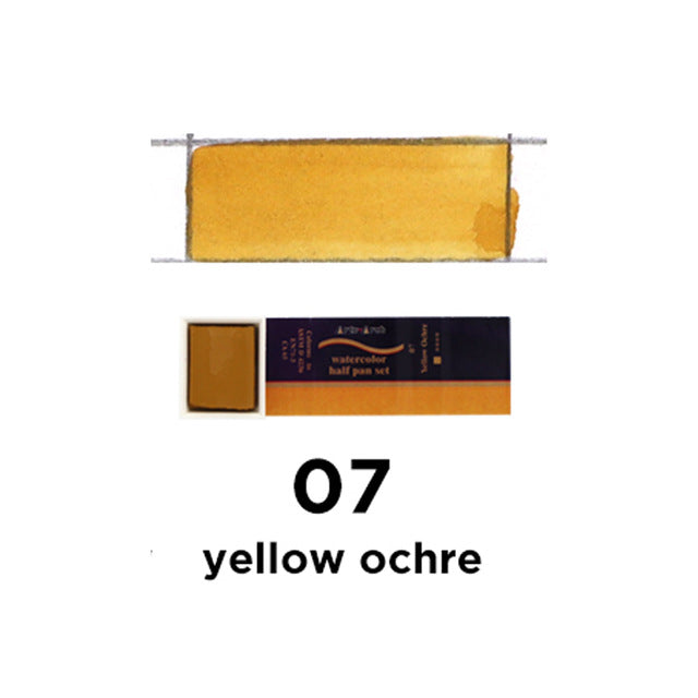seamiart 24colors single peice solid watercolor pan pigment half pan watercolor paint for artist drawing art supplies yellow ochre-07