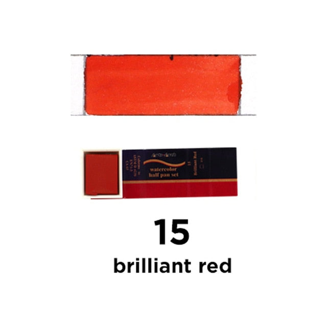 seamiart 24colors single peice solid watercolor pan pigment half pan watercolor paint for artist drawing art supplies brilliant red-15