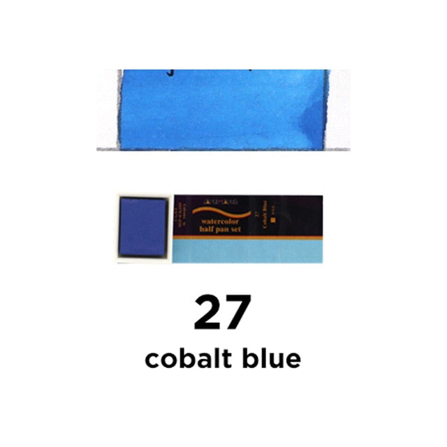 seamiart 24colors single peice solid watercolor pan pigment half pan watercolor paint for artist drawing art supplies cobalt blue-27