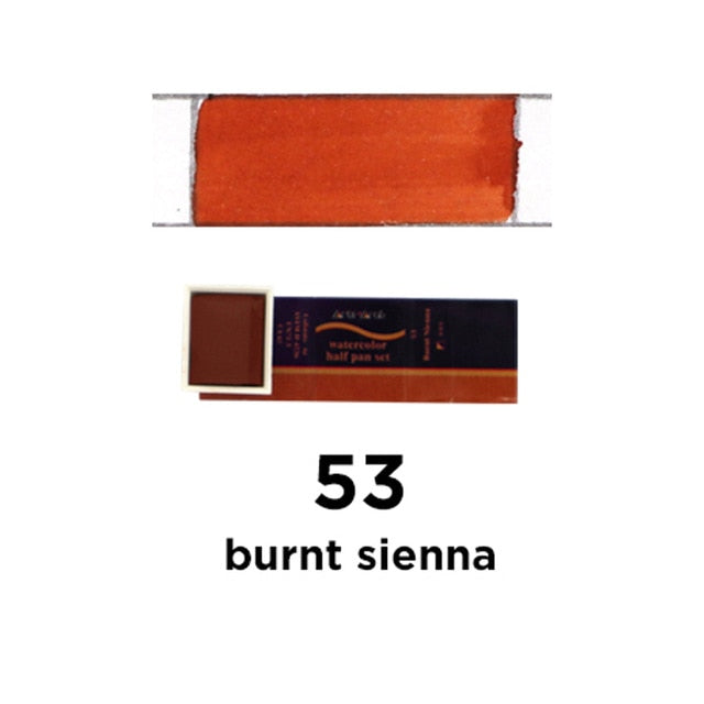 seamiart 24colors single peice solid watercolor pan pigment half pan watercolor paint for artist drawing art supplies burnt sienna-53