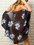 summer women chiffon floral kimono beach cardigan sheer cover up
