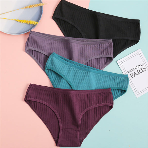 women's underpants soft cotton panties girls solid color briefs