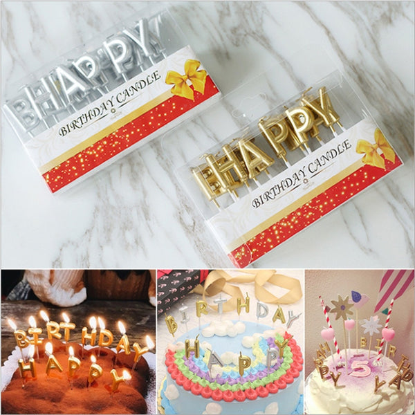 rose gold sliver red happy birthday letter cake birthday party festival supplies