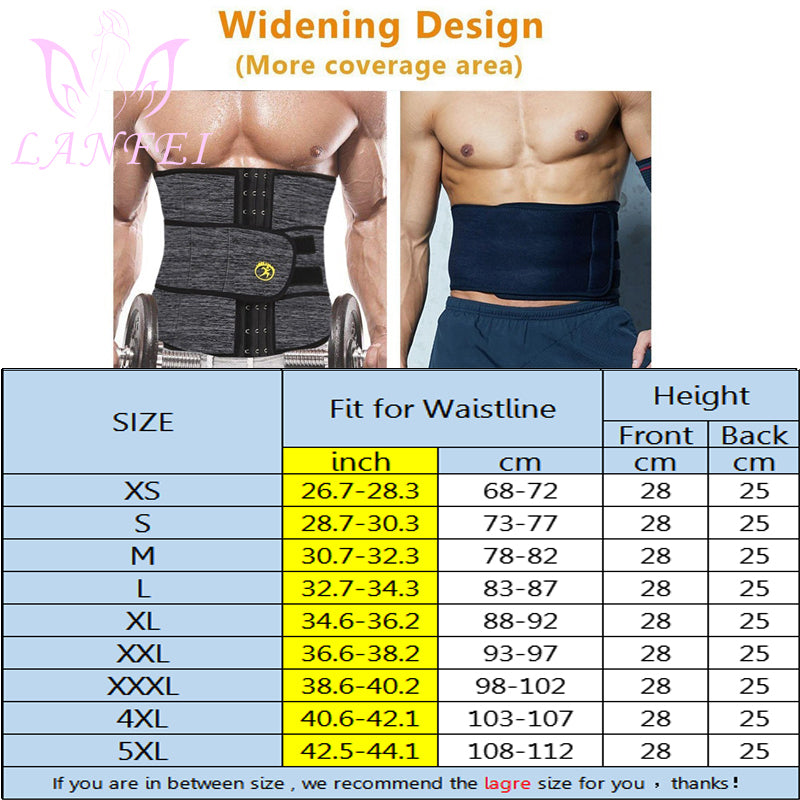 lanfei men hot neoprene body shaper waist trainer tummy control belt