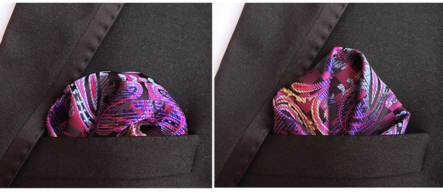 luxury 25*25cm men's vintage floral paisley silk handkerchief pocket square fashion men hanky for wedding party chest towel f149