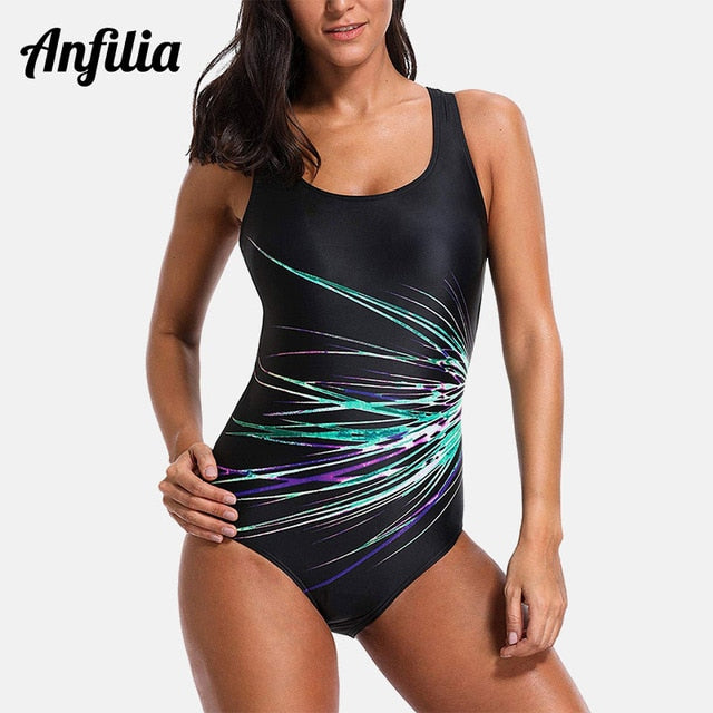 anfilia women one piece swimsuit printed sport swimwear