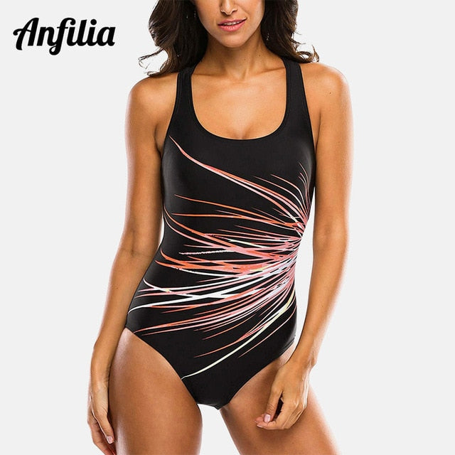 anfilia women one piece swimsuit printed sport swimwear