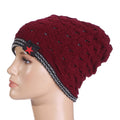 winter warm men star skull chunky hat women knit beanie reversible baggy snow cap male oversize cap warm causal accessories wine / one size