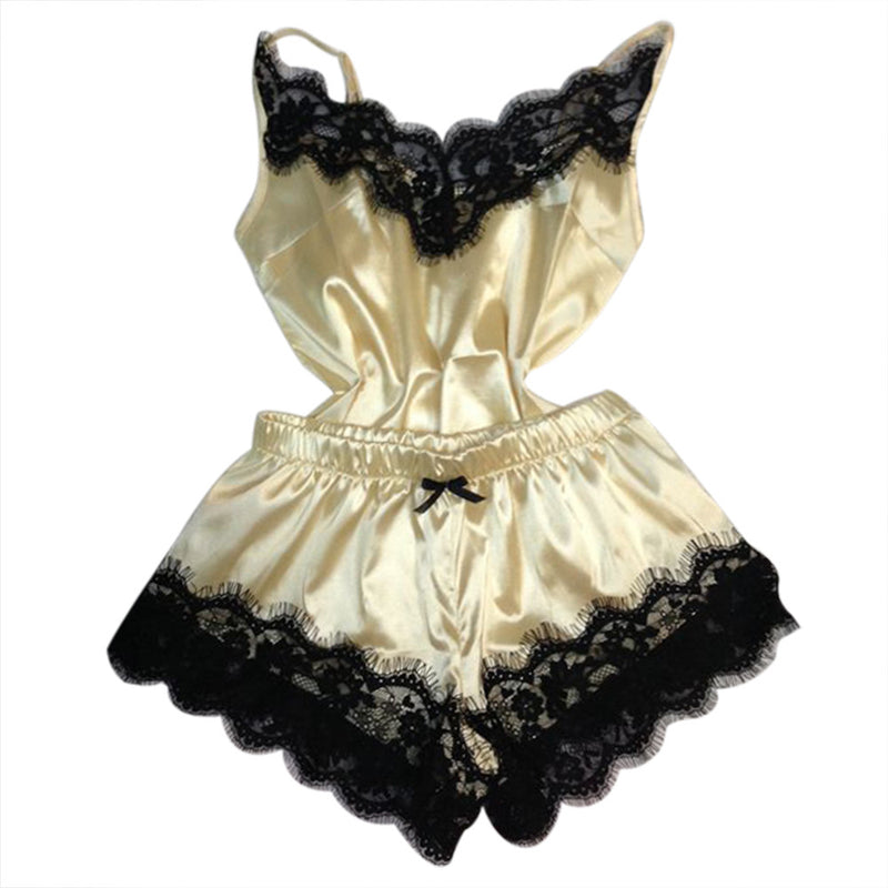 sexy lingerie women silk lace casual loose solid sleeveless dress