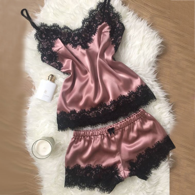sexy lingerie women silk lace casual loose solid sleeveless dress