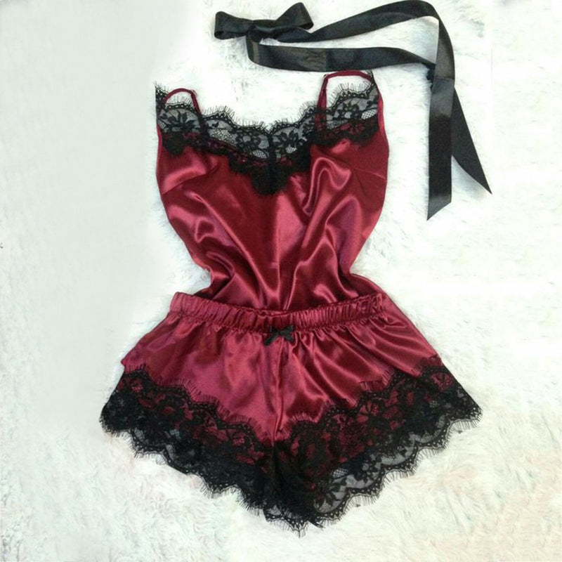 sexy lingerie women silk lace casual loose solid sleeveless dress