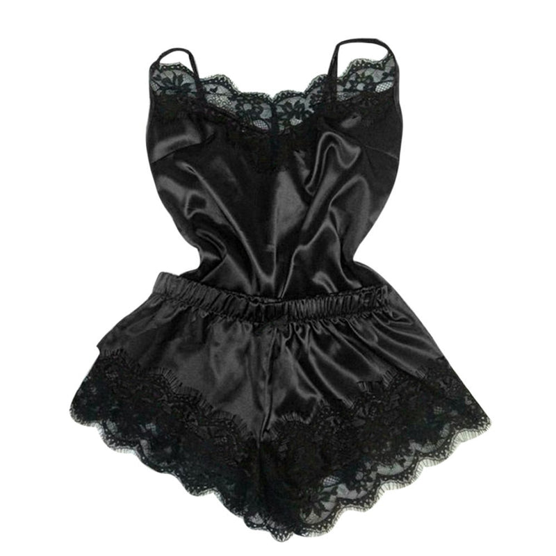 sexy lingerie women silk lace casual loose solid sleeveless dress