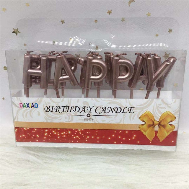rose gold sliver red happy birthday letter cake birthday party festival supplies happy-rose-gold
