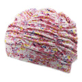 swimming hat women girls long hair bathing cap swimming cap pleated flower 12