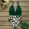 sexy one piece swimsuits female shoulder floral women swimwear
