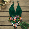 sexy one piece swimsuits female shoulder floral women swimwear