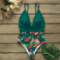 sexy one piece swimsuits female shoulder floral women swimwear