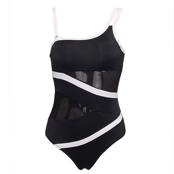 andzhelika sexy one shoulder one piece swimsuit 2020 new off shoulder mesh