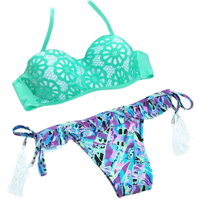 swimwear sexy bikini set suit high waist swimsuit two piece beachwear