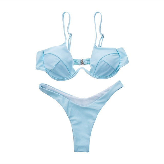 sexy push up unpadded brazilian bikini 4colors set