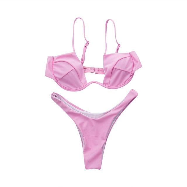sexy push up unpadded brazilian bikini 4colors set