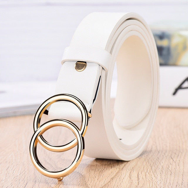 designer's famous brand leatherhigh quality belt syl white / 105cm