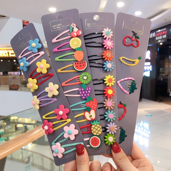 10/15 pcs/set girls cute cartoon animals fruit 5 cm hairpins