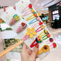 10/15 pcs/set girls cute cartoon animals fruit 5 cm hairpins flower-3-15 pcs