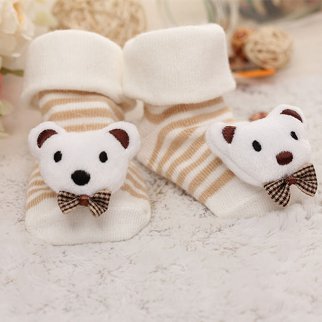 baby girl/boy socks floor non-slip cotton cartoon doll socks with bells