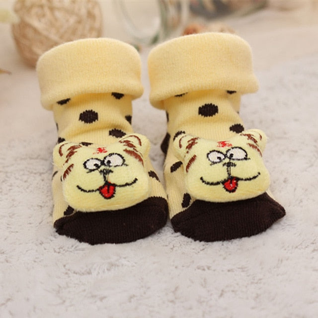 baby girl/boy socks floor non-slip cotton cartoon doll socks with bells